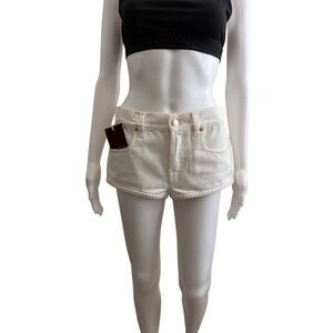 Gucci White Denim Mini Shorts Size 28